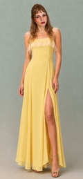 Vintage Inspired Bardot Lace Maxi Dress – Butter Yellow | Size 6