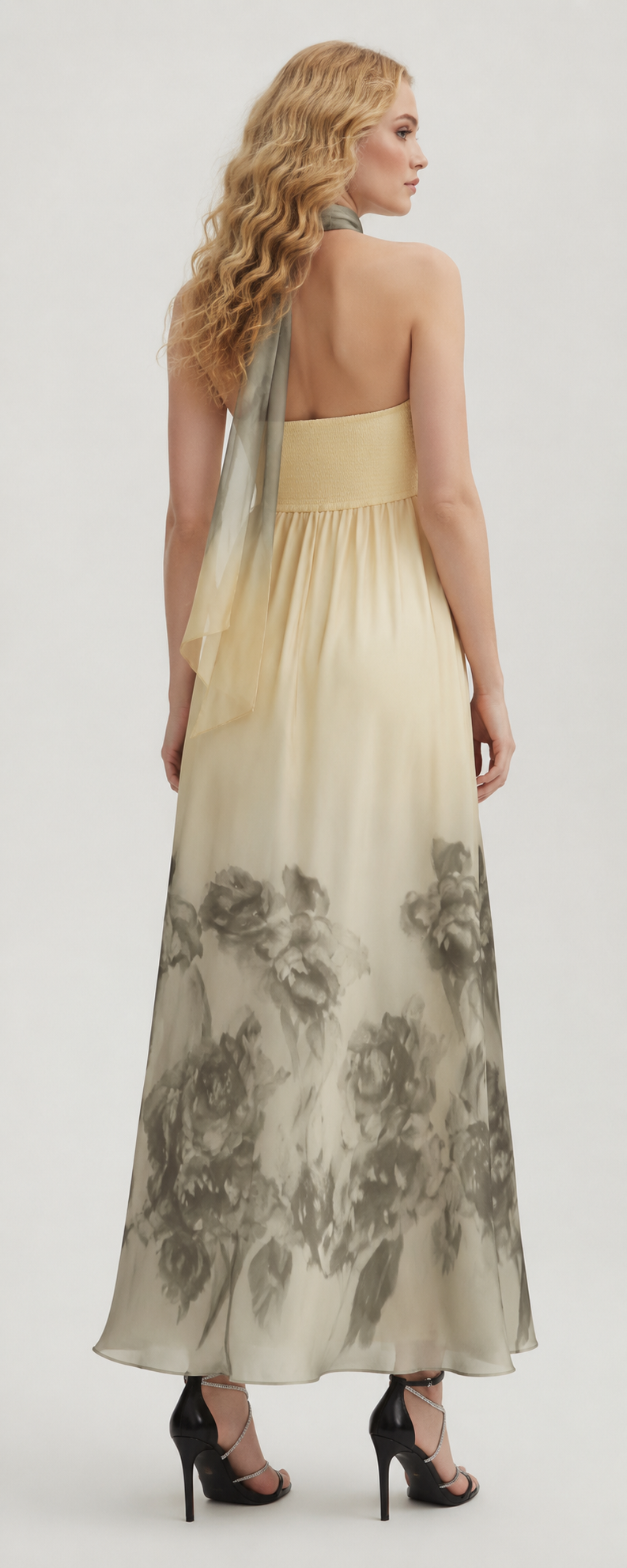 Vintage Bloom Strapless Maxi Dress